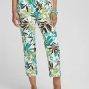 Cheap Juliet Palm Print Straight Cropped Pants Pants