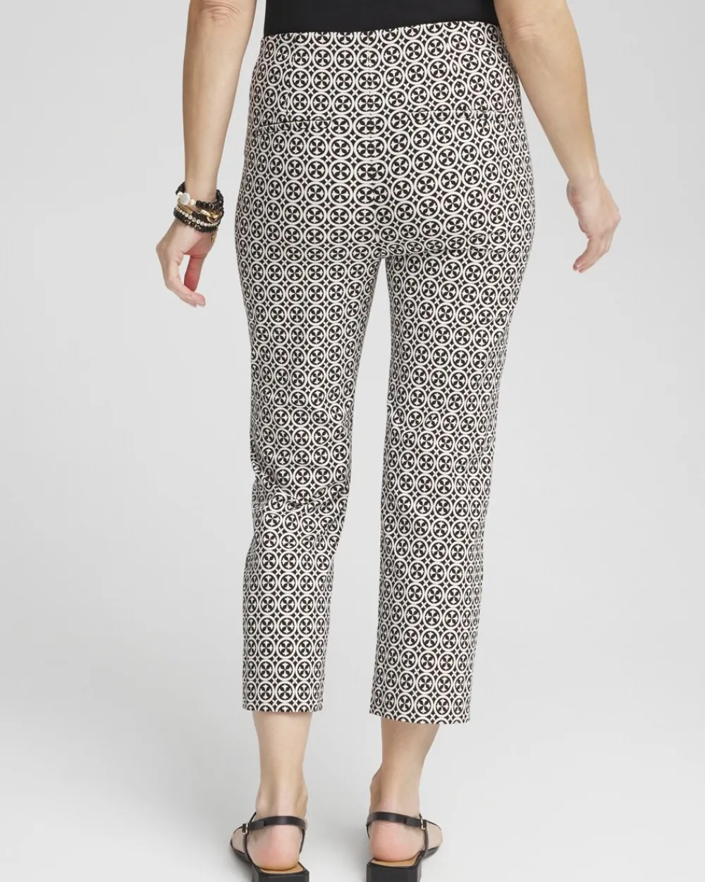 Best Juliet Tile Print Straight Cropped Pants Pants