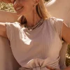 Fashion Knot Front Tee Tops