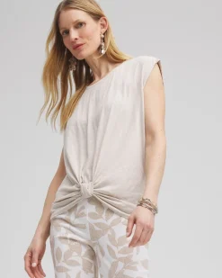 Fashion Knot Front Tee Tops