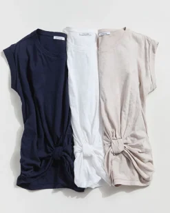 Fashion Knot Front Tee Tops
