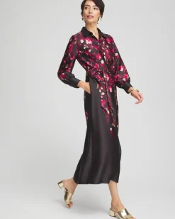 Store Leaf Print Shirt Dress Dresses