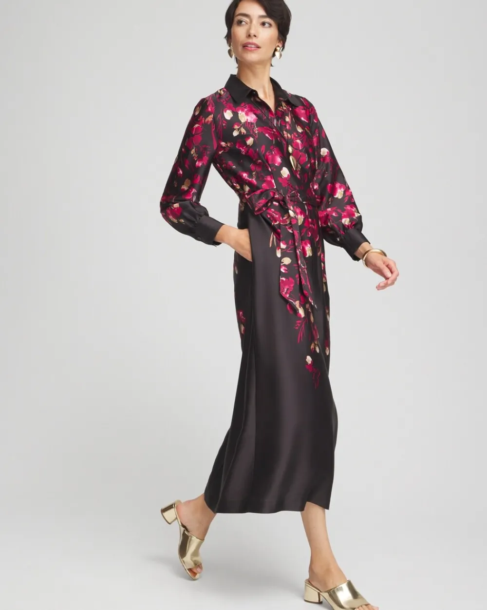 Store Leaf Print Shirt Dress Dresses