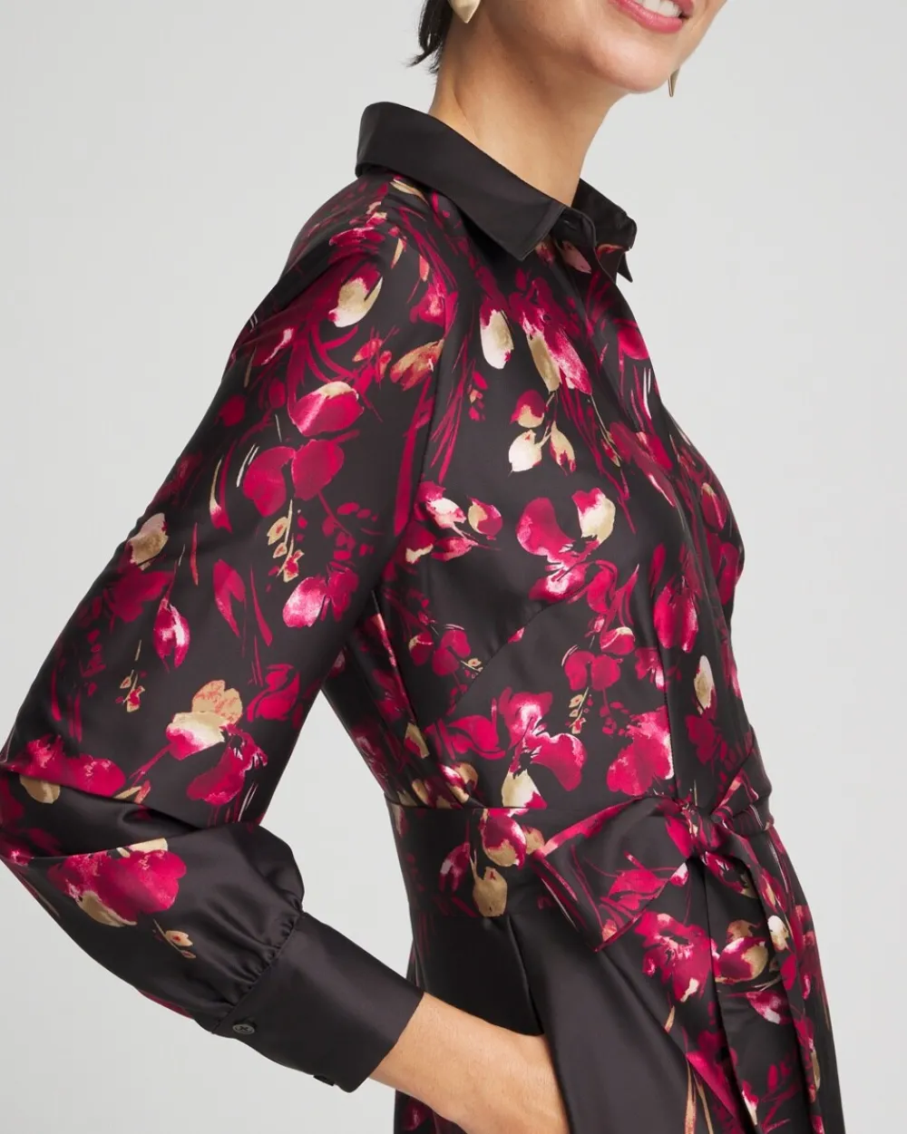 Store Leaf Print Shirt Dress Dresses