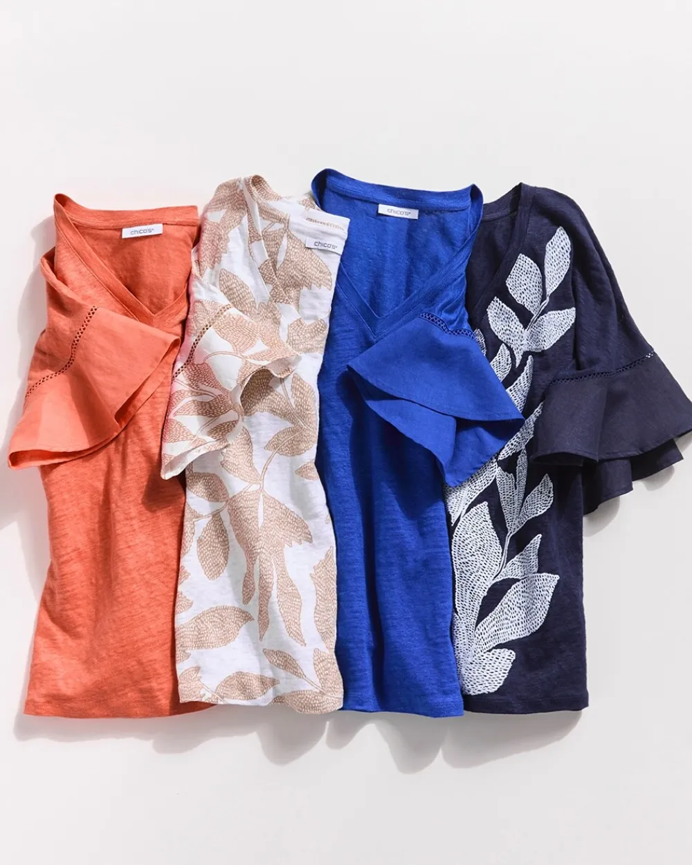 Shop Leaves Linen Blend Flutter Sleeve Top Tops