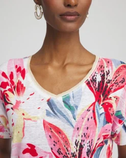 Best Sale Lily Sweater Trim Linen Tee Tops
