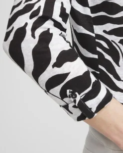 Hot Linen Bi-Color Palms 3/4 Sleeve Tee Tops