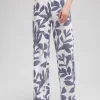 Sale Linen Blend Leaf Print Pants Pants