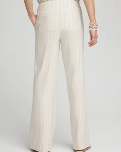 Hot Linen Blend Stripe Flare Leg Pants Pants