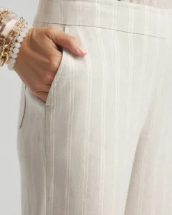 Hot Linen Blend Stripe Flare Leg Pants Pants