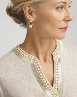 Best Sale Linen Embellished Tunic Tops