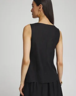 Best Linen Eyelet Scallop Hem Tank Tops