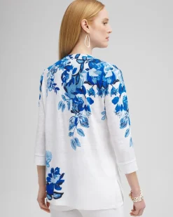 Store Linen Floral Embellished Tunic Tops