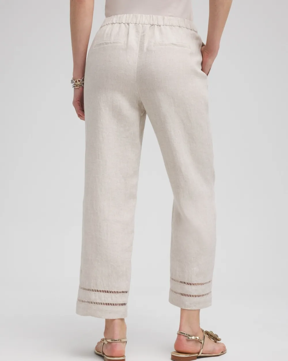 Best Sale Linen Ladder Trim Cropped Pants Pants