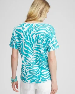 Shop Linen Leaves Sweater Trim Tee Tops