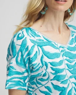 Shop Linen Leaves Sweater Trim Tee Tops