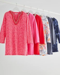Online Linen Nautical Embellished Tunic Tops