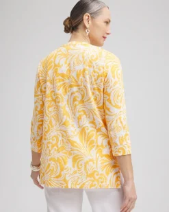 Discount Linen Paisley Embellished Tunic Tops