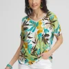 New Linen Palms Sweater Trim Tee Tops