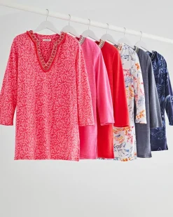 New Linen Reef Embellished Tunic Tops