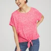 Discount Linen Reef Tie Front Tee Tops