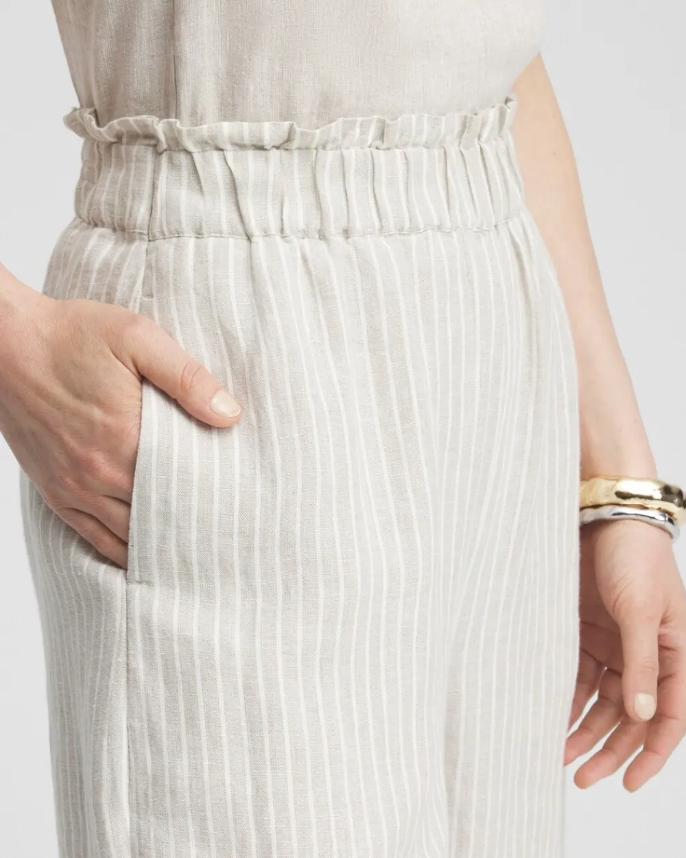 Online Linen Stripe Culotte Pants Pants