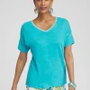 Best Sale Linen Sweater Trim Tee Tops