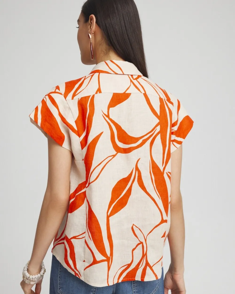 New Linen Swirls Popover Top Tops