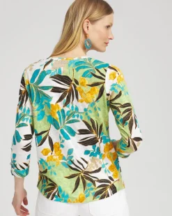 Discount Linen Warm Palms 3/4 Sleeve Tee Tops