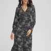 Cheap Long Sleeve Surplice Midi Dress Dresses