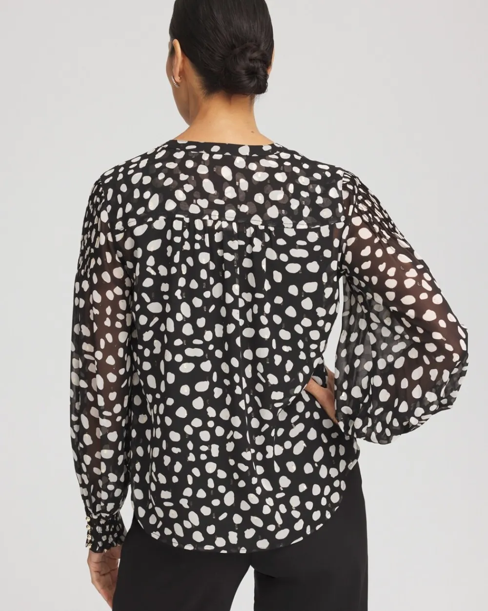 New Metallic Clip Dot Pintuck Sleeve Blouse Tops | Blouses & Shirts