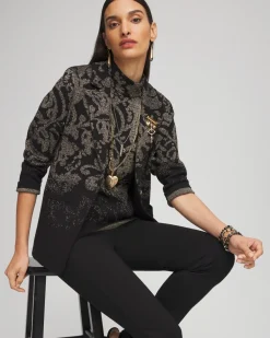 Cheap Metallic Jacquard Sweater Blazer Sweaters