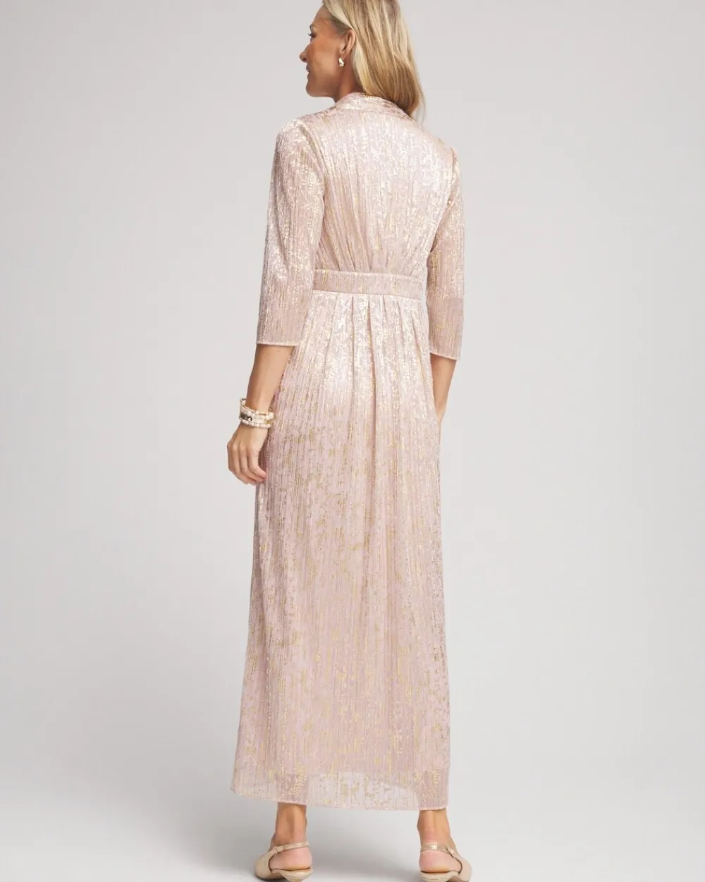 Cheap Metallic Pleated Maxi Dress Dresses