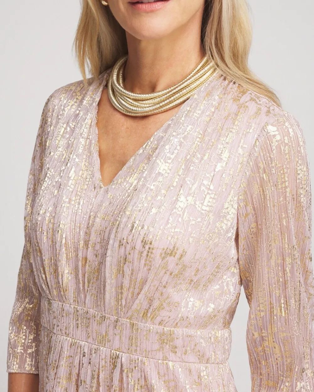 Cheap Metallic Pleated Maxi Dress Dresses