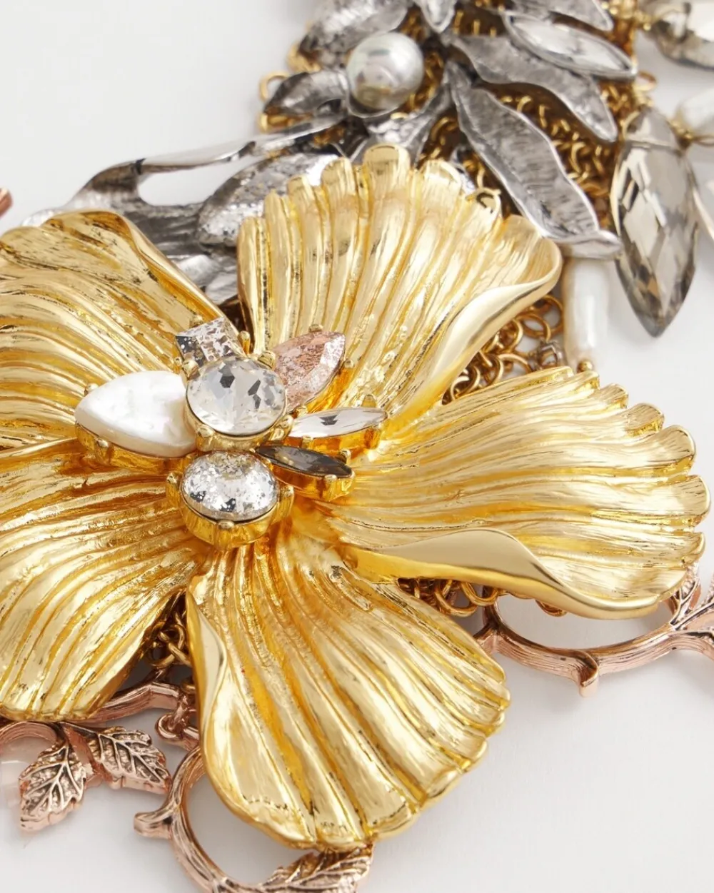 Store Mixed Metal Floral Statement Necklace Necklaces