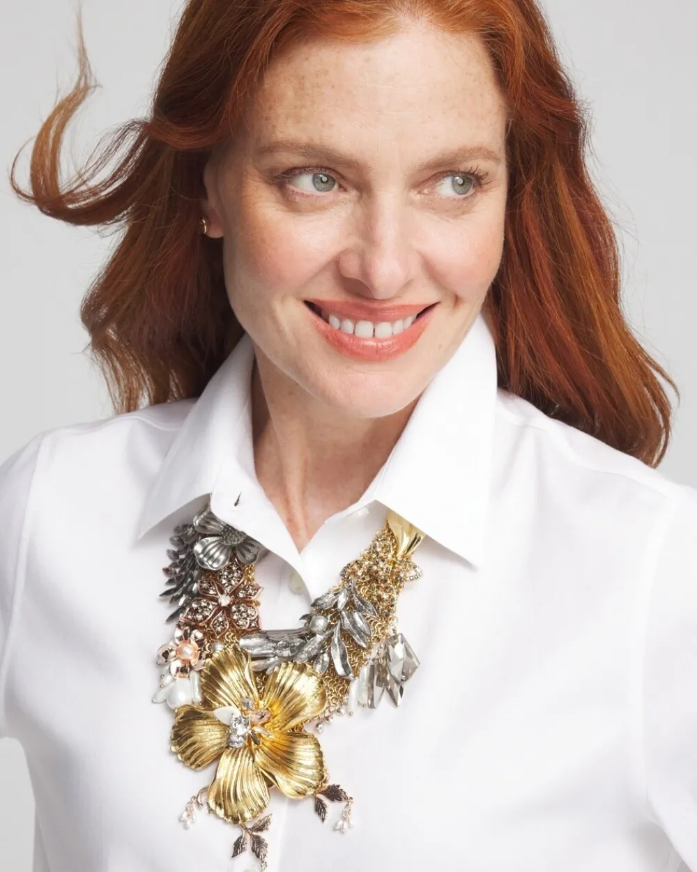 Store Mixed Metal Floral Statement Necklace Necklaces