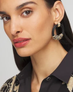 Fashion No Droop™ Leather Mixed Metal Earrings Earrings