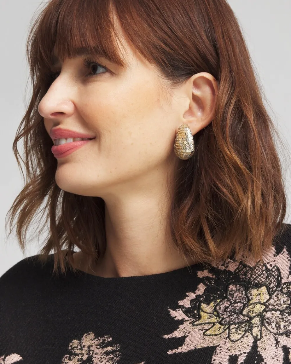 New No Droop™ Neutral Sequin Huggie Earrings Earrings