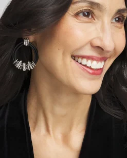 Outlet No Droop™Leather Silver Tone Earrings Earrings