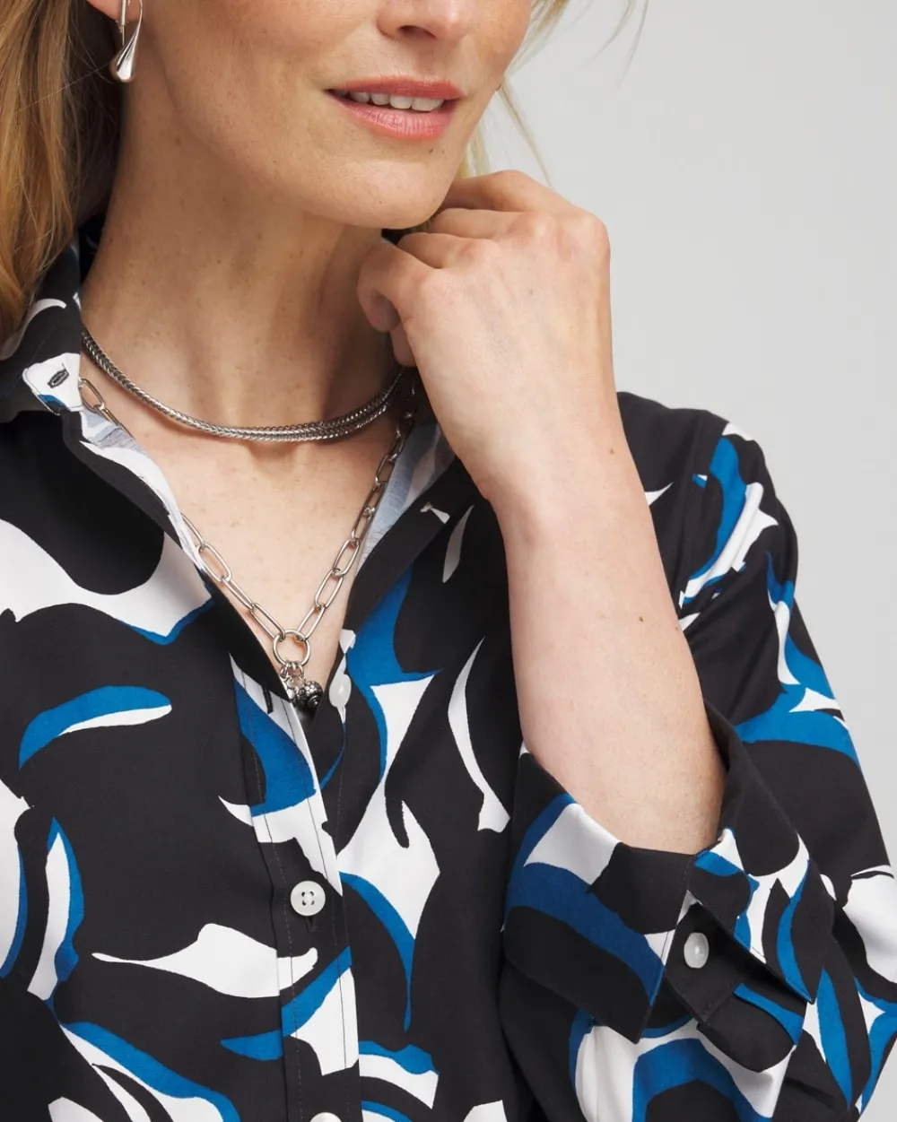 Store No Iron™ Abstract Print Shirt Tops