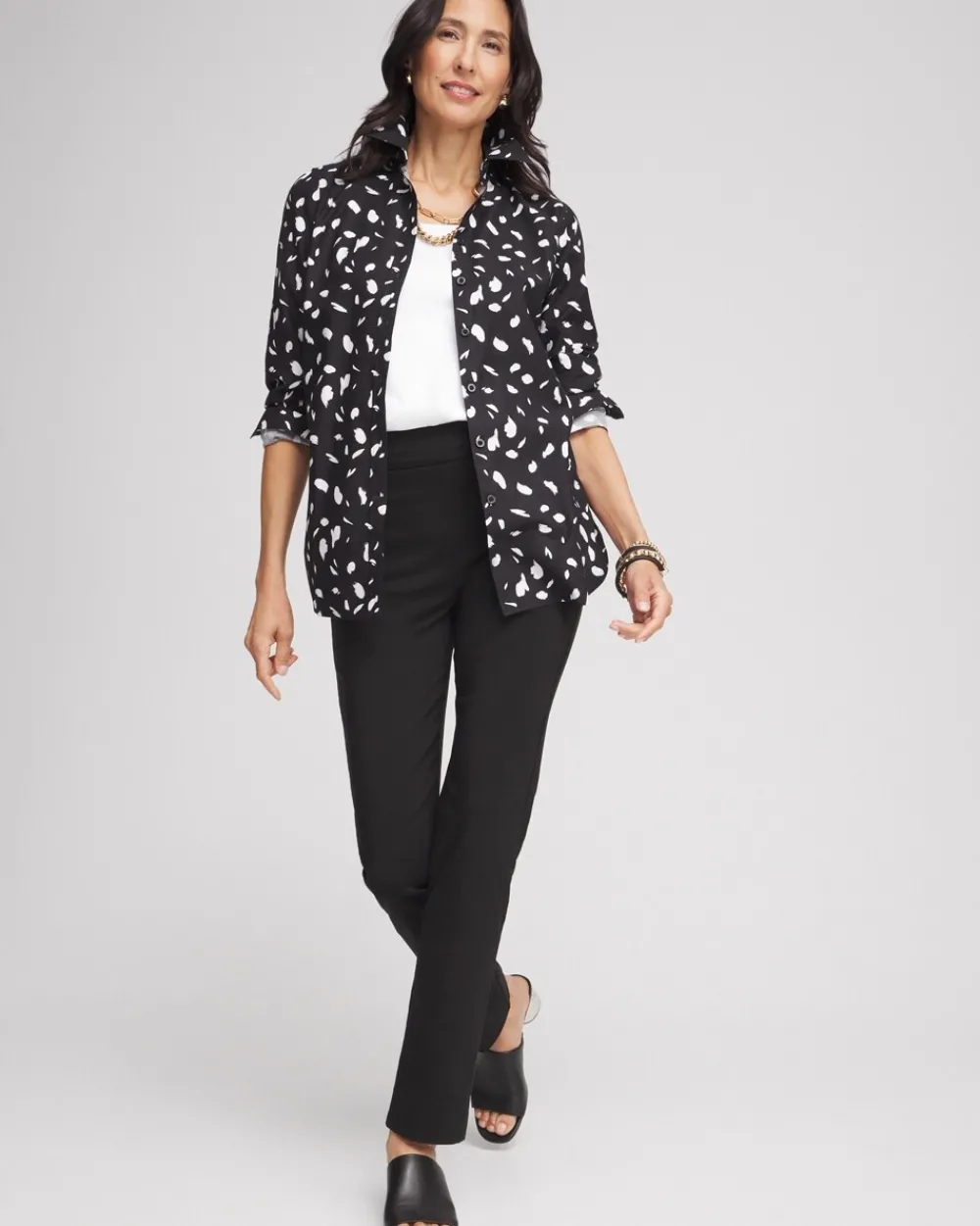 Fashion No Iron™ Dot Print Shirt Tops | Blouses & Shirts