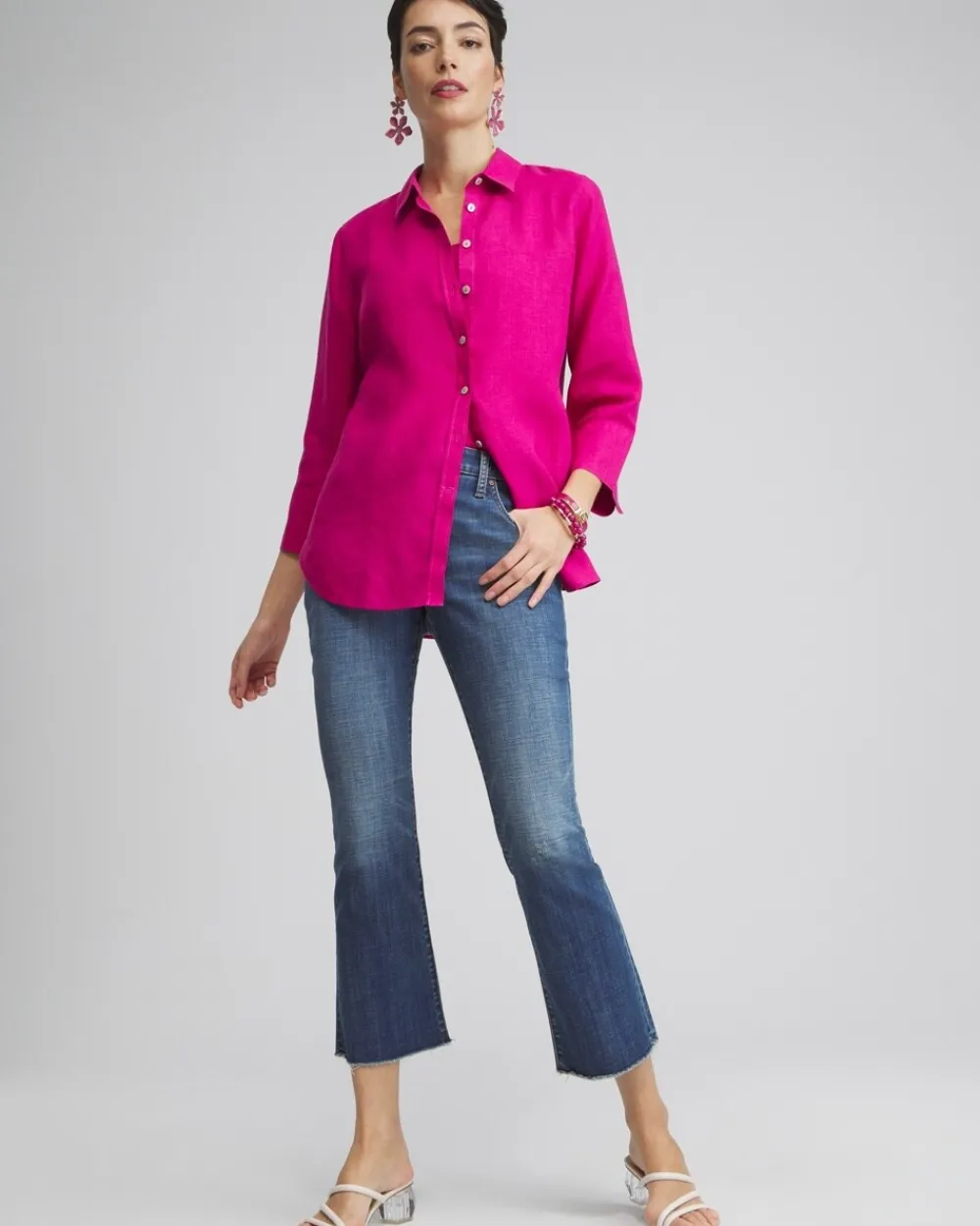 New No Iron™ Linen 3/4 Sleeve Shirt Tops