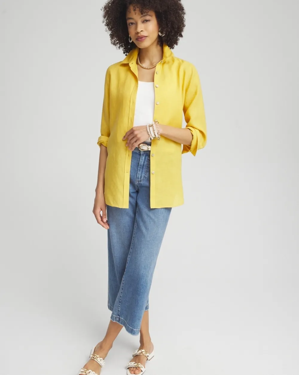 Sale No Iron™ Linen 3/4 Sleeve Shirt Tops