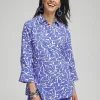 Fashion No Iron™ Linen Abstract 3/4 Sleeve Shirt Tops