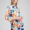 Cheap No Iron™ Linen Floral 3/4 Sleeve Shirt Tops