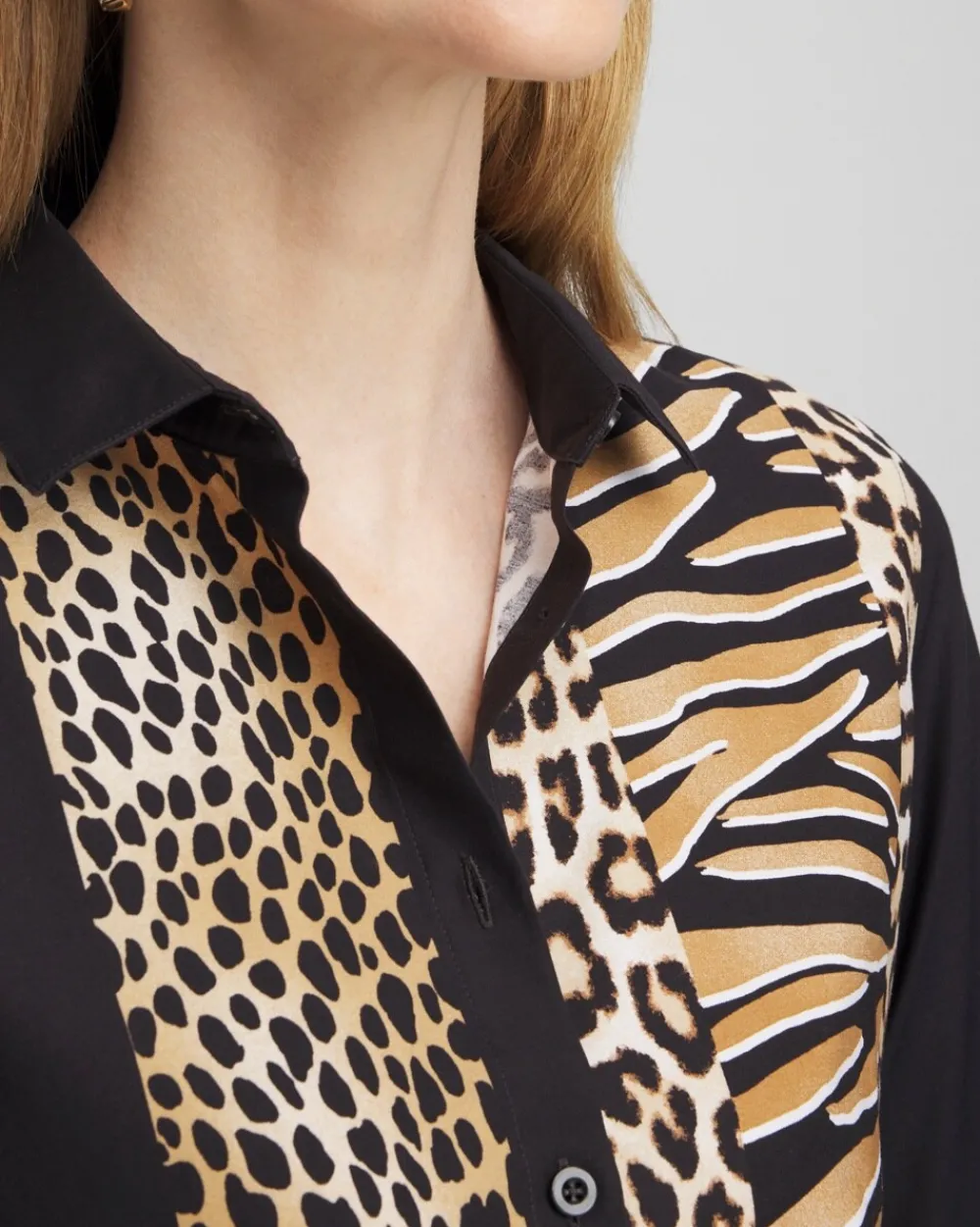 Cheap No Iron™ Mixed Animal Print Tunic Tops