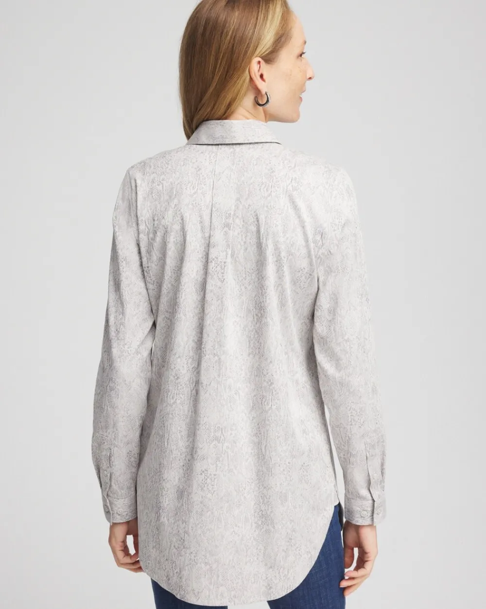 Cheap No Iron™ Python Print Jacquard Tunic Tops