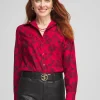 Fashion No Iron™ Red & Black Floral Shirt Tops