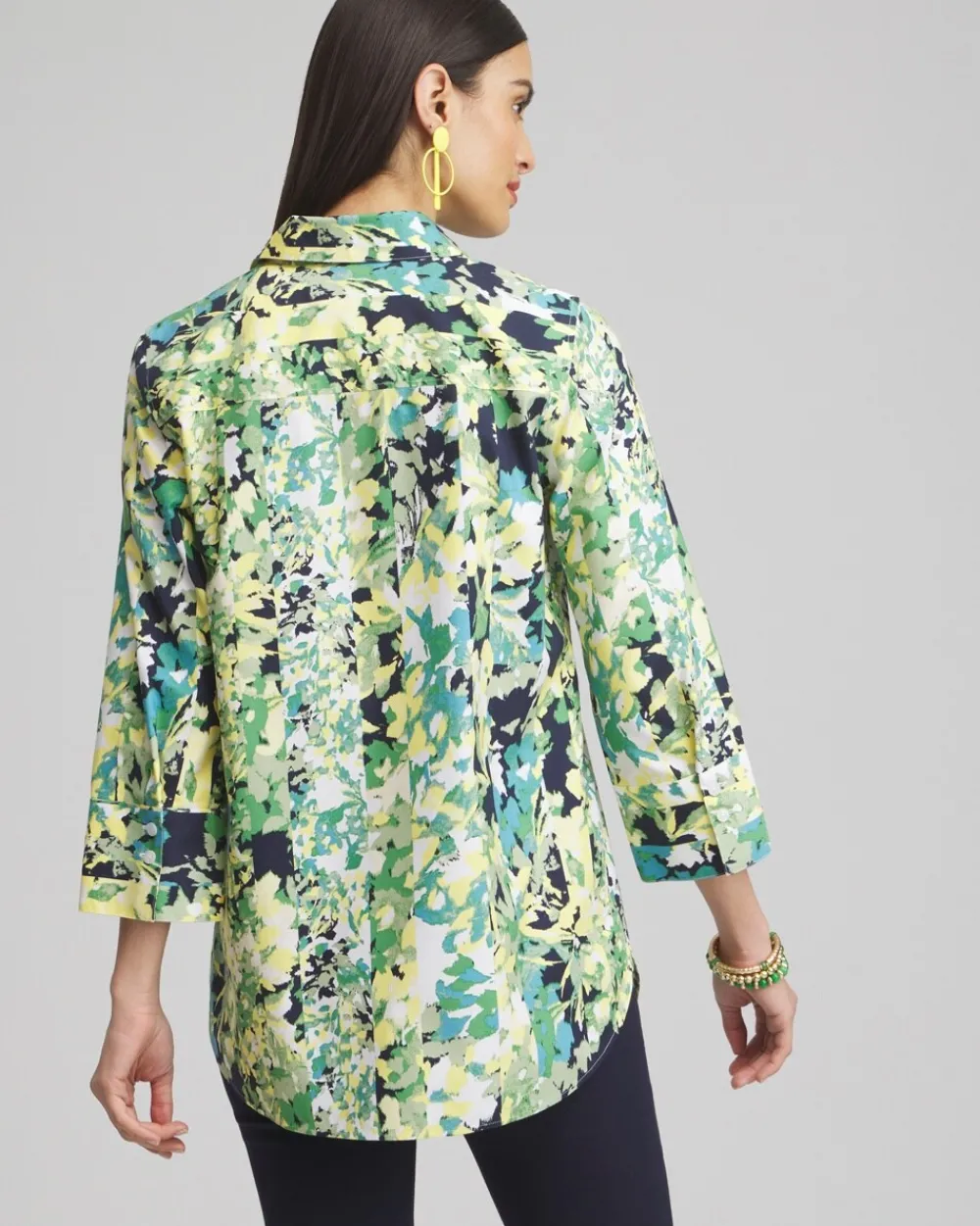 Flash Sale No Iron™ Stretch Floral 3/4 Sleeve Tunic Tops