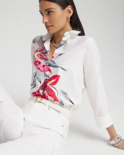 Discount No Iron™ Stretch Floral Shirt Tops